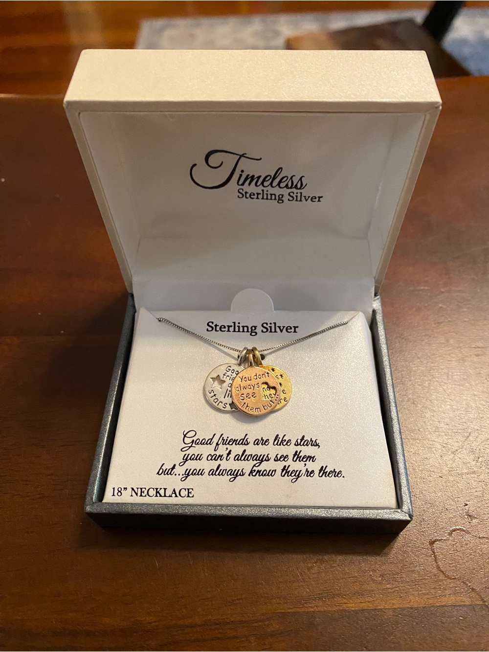 Timeless Tri-Tone Friendship Necklace in Sterling Silver NWOT